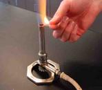 Lighting Bunsen Burner with Match